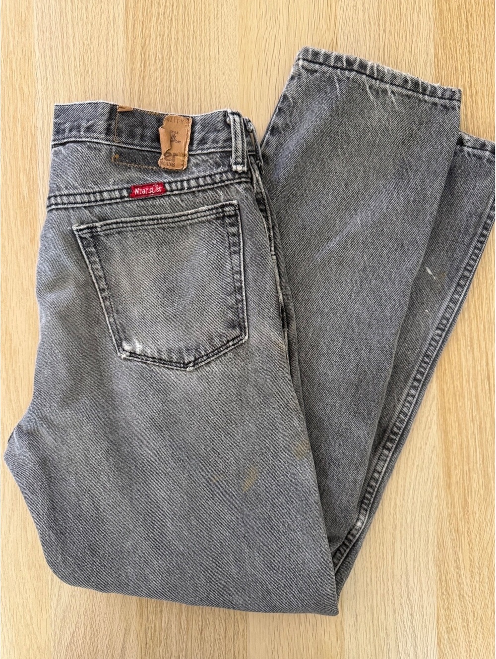 Vintage Made in USA Wrangler Jeans - Faded Black Grey Distressed Workwear Denim